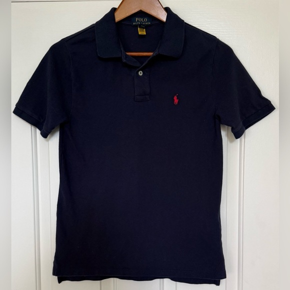 Polo Ralph Lauren Boys Navy Polo Shirt L (14-16) Red Pony Logo - Picture 1 of 7